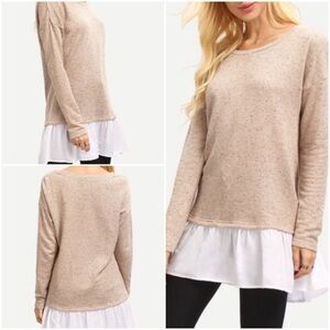 Long Sleeve, Ruffle Trim One Piece Top. Price Firm